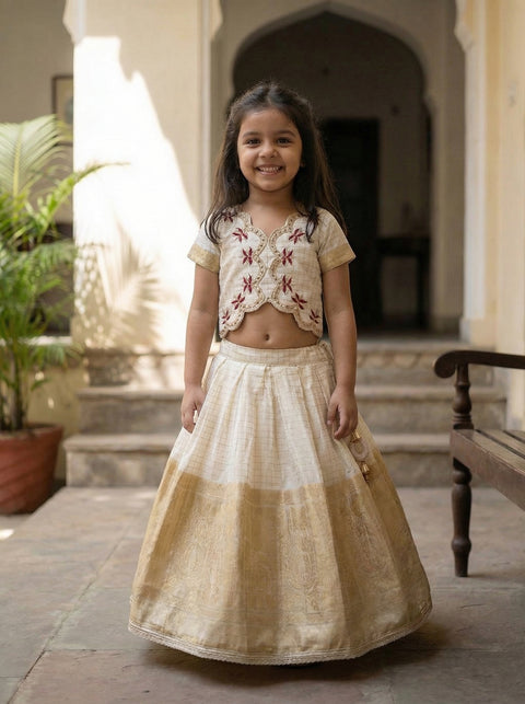 Offwhite Organza zari Lehenga Set