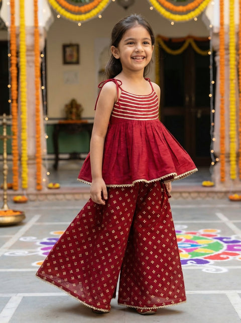 Red sharara set