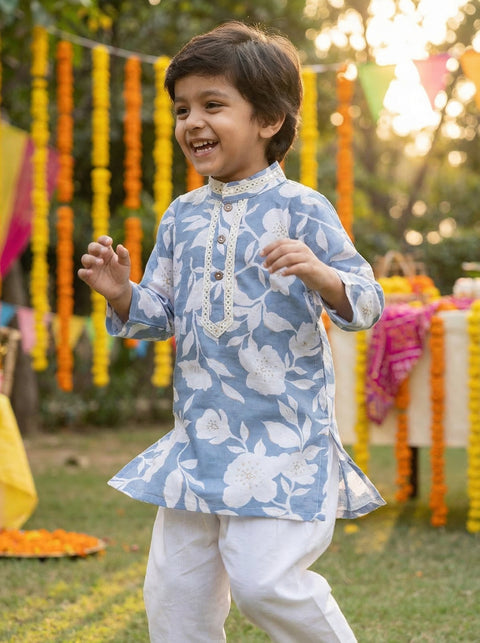 Blue Pure Cotton Kurta Pajama