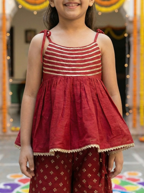 Red sharara set