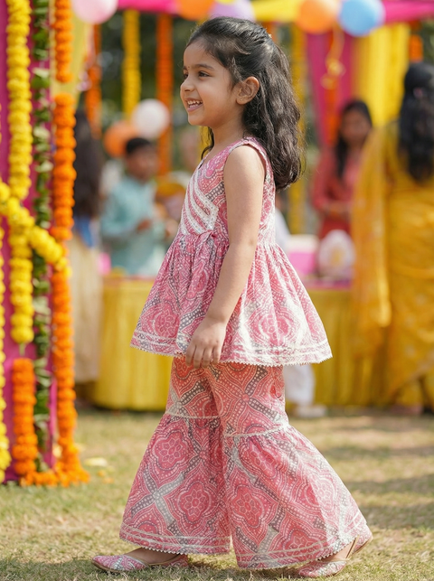 Pink Pure cotton Sharara set