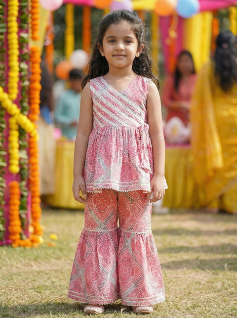 Pink Pure cotton Sharara set