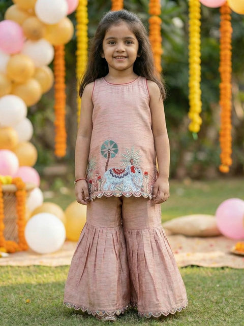 Brown Silk sharara set
