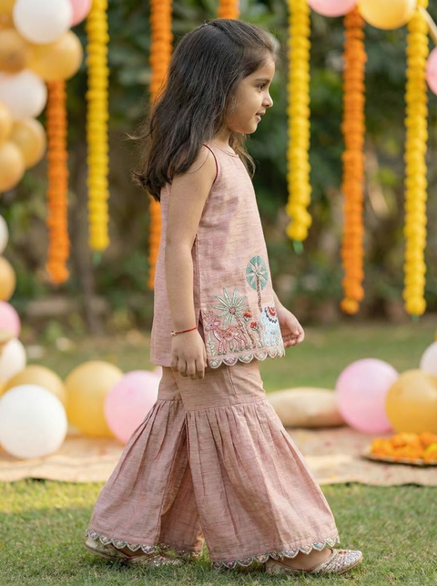 Brown Silk sharara set