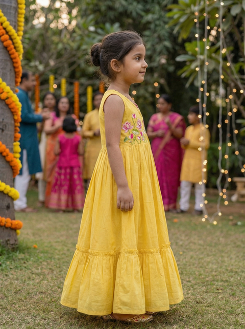 Yellow pure cotton tunic