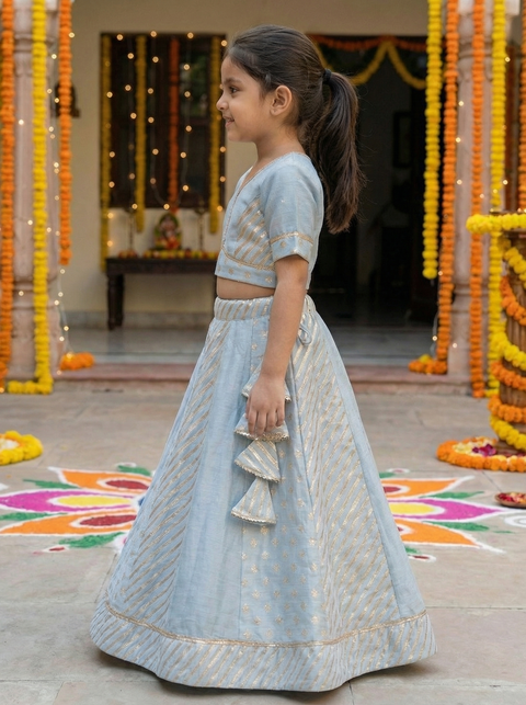 Pastel blue lehenga set