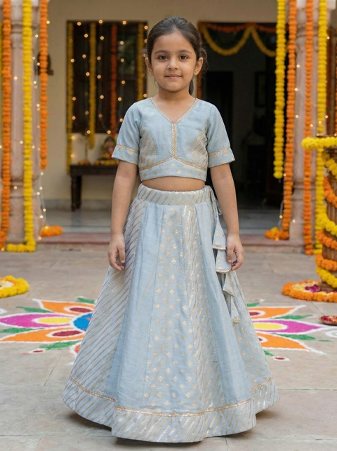 Pastel blue lehenga set