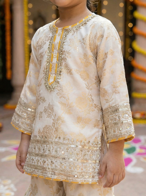 White silk Chanderi Sharara suit