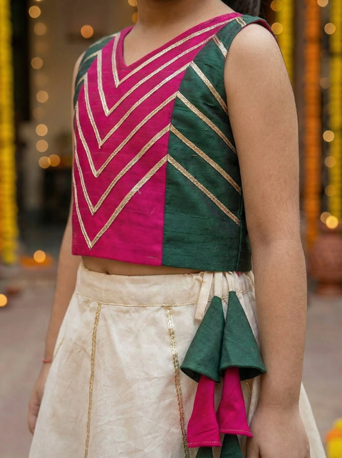 Offwhite/pink Lehenga blouse