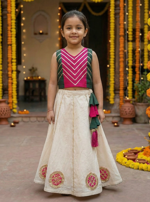 Offwhite/pink Lehenga blouse
