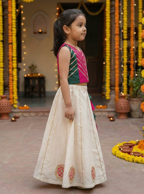 Offwhite/pink Lehenga blouse