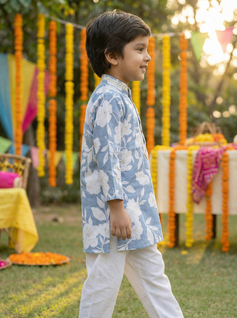Blue Pure Cotton Kurta Pajama