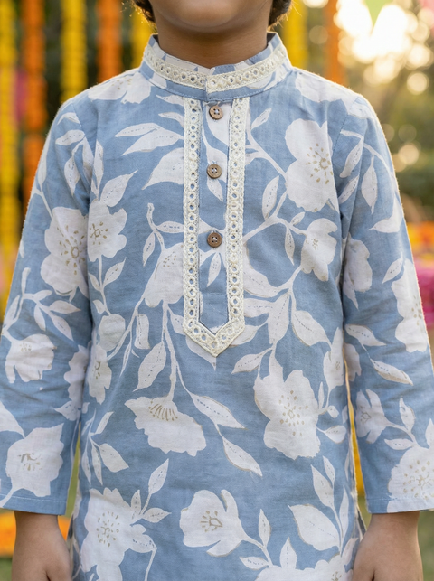 Blue Pure Cotton Kurta Pajama