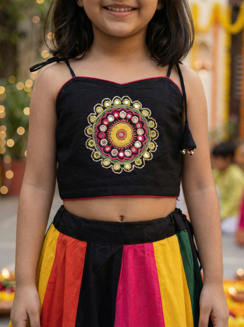 Multicolour Pure cotton Lehenga set