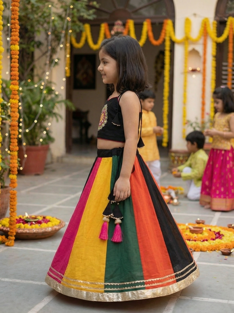 Multicolour Pure cotton Lehenga set