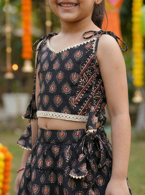 Black Pure cotton Lehenga and Blouse set