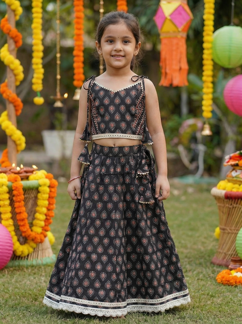 Black Pure cotton Lehenga and Blouse set