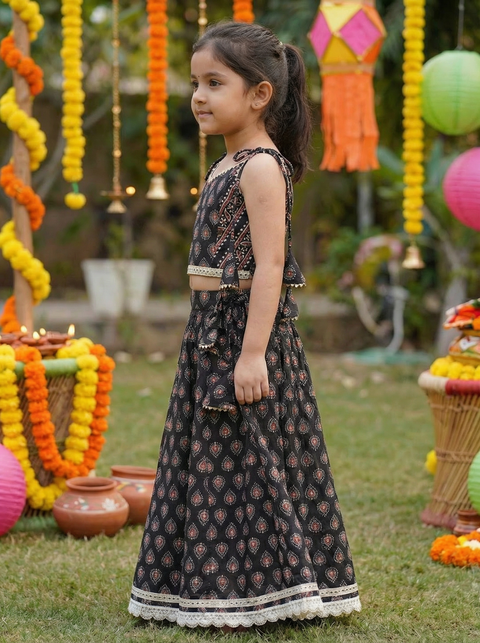 Black Pure cotton Lehenga and Blouse set