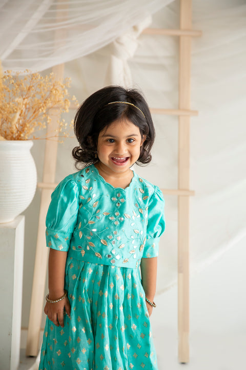 Silk Chanderi Sky Blue Lehanga Set