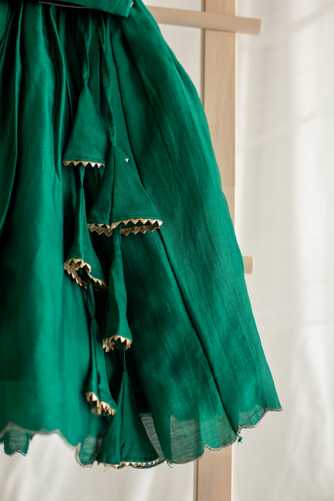 Green Chanderi Silk Lehenga