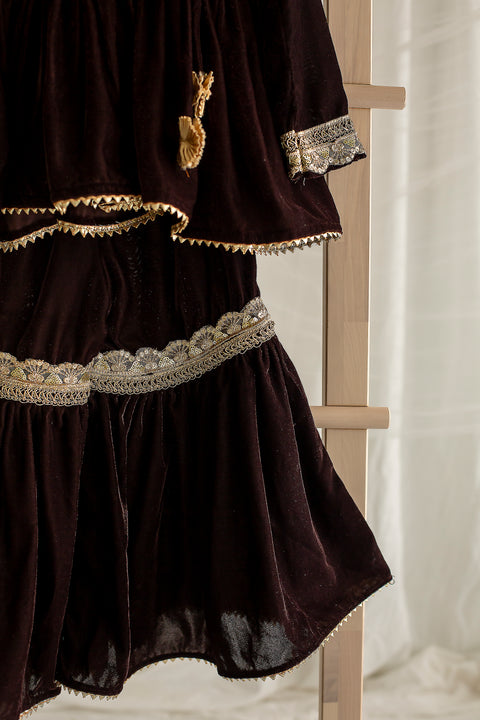 Brown Velvet Sharara set