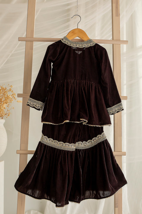 Brown Velvet Sharara set
