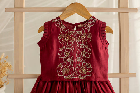 Maroon Chanderi Silk Lehenga