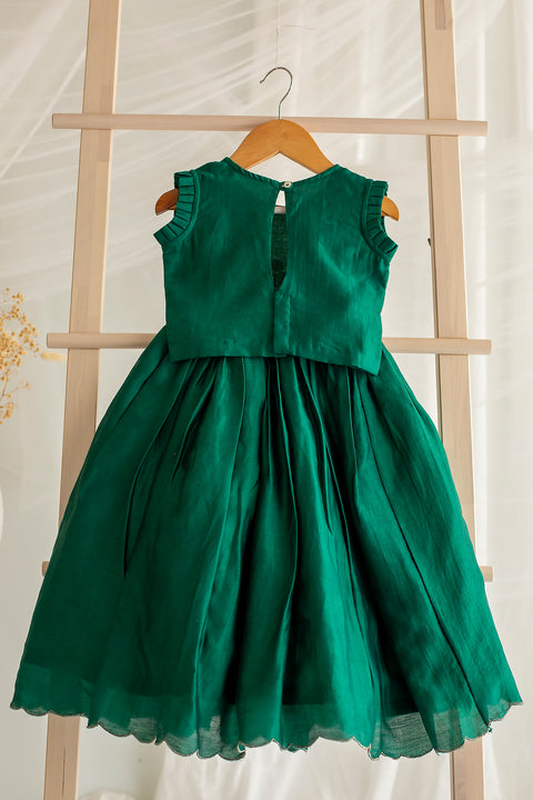 Green Chanderi Silk Lehenga