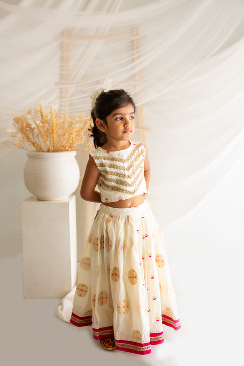 Off-white Lehenga Set