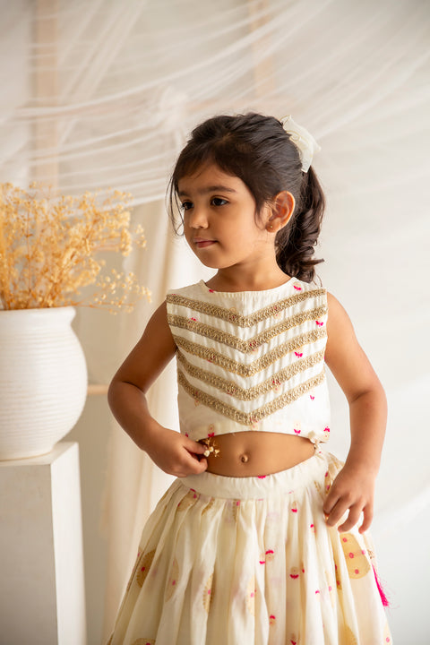 Off-white Lehenga Set