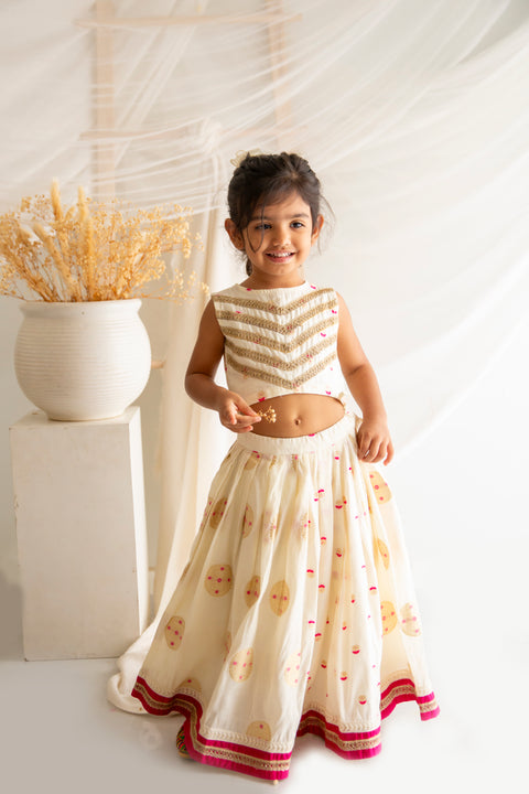 Off-white Lehenga Set