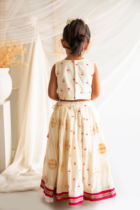 Off-white Lehenga Set